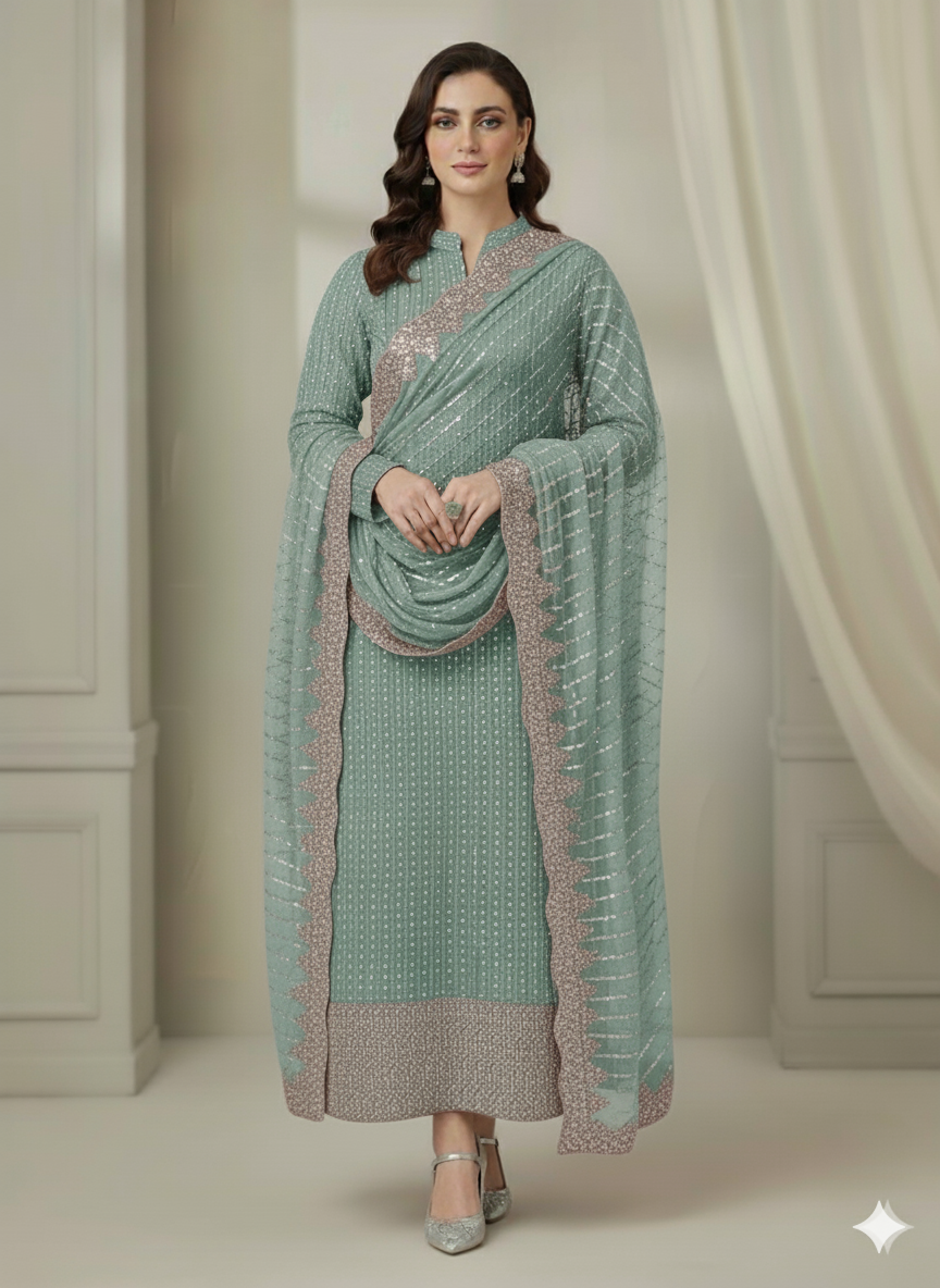 Silk 2pc – Unstitched Turkish Cutdana Collection - 4
