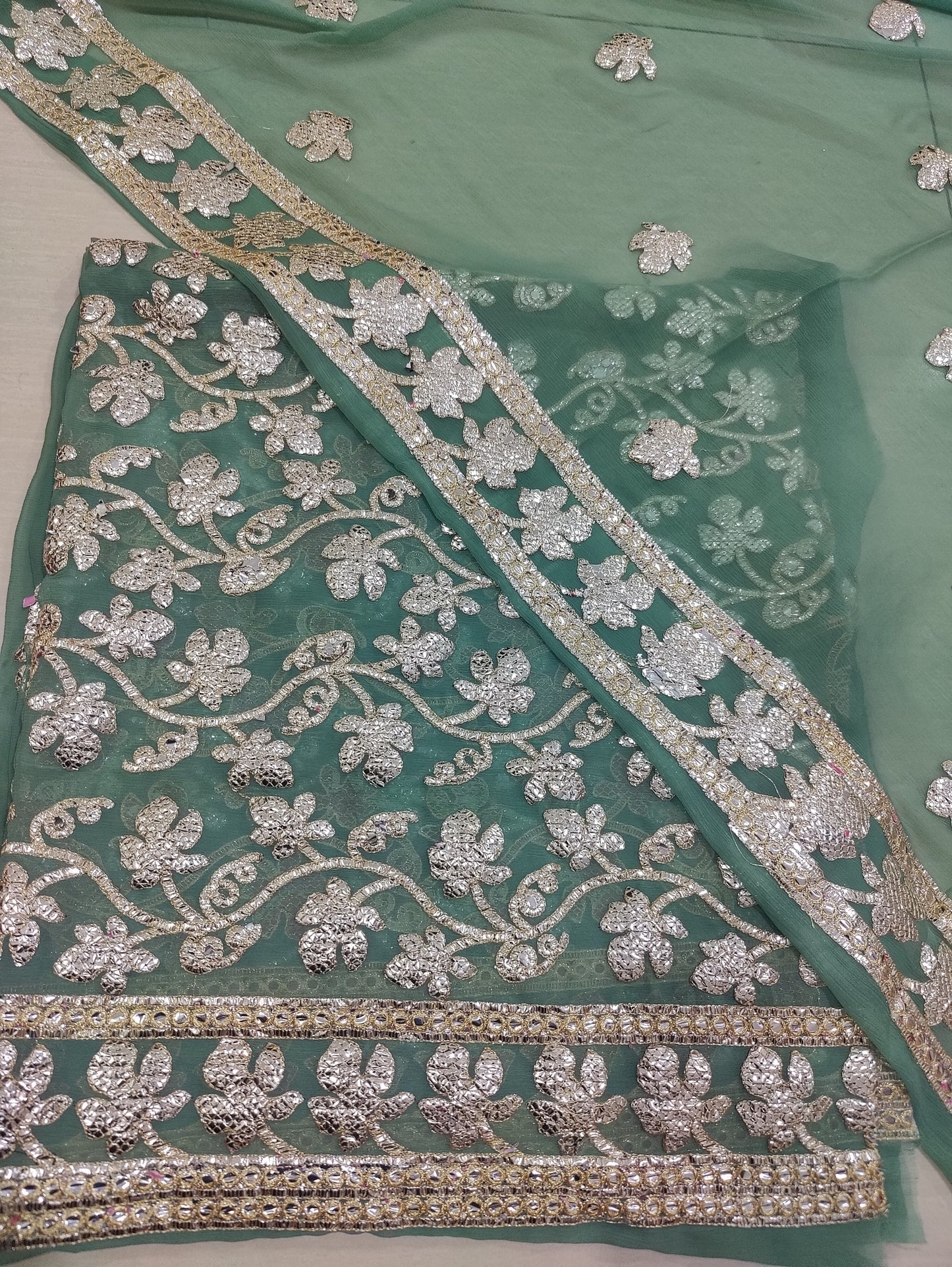 Chiffon unstitched 2pc Foil work