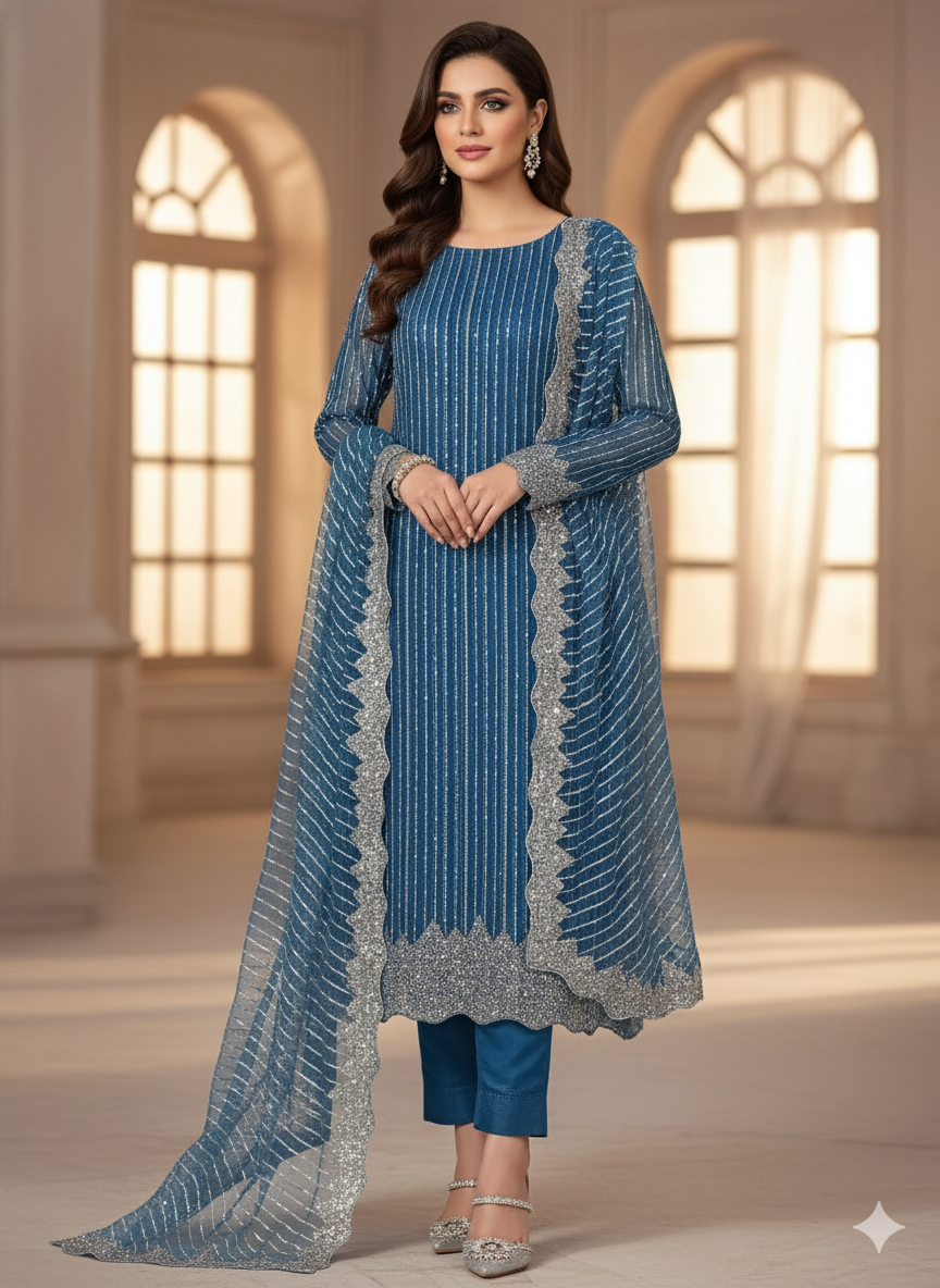 Net 2pc – Unstitched Turkish Cutdana Collection - 4