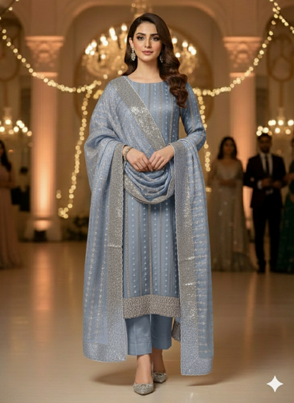 Silk 2pc – Unstitched Turkish Cutdana Collection - 5