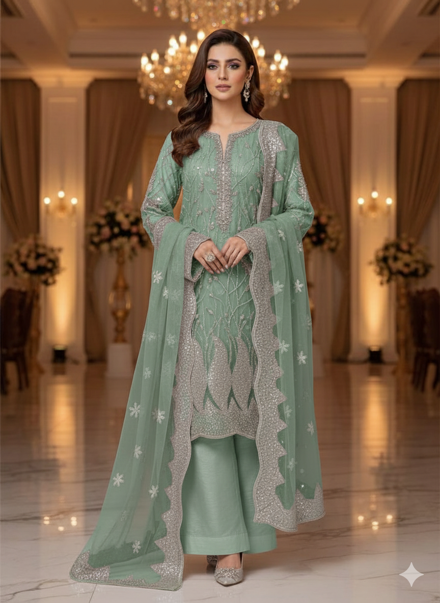 Net 2pc – Unstitched Turkish Cutdana Collection - 6