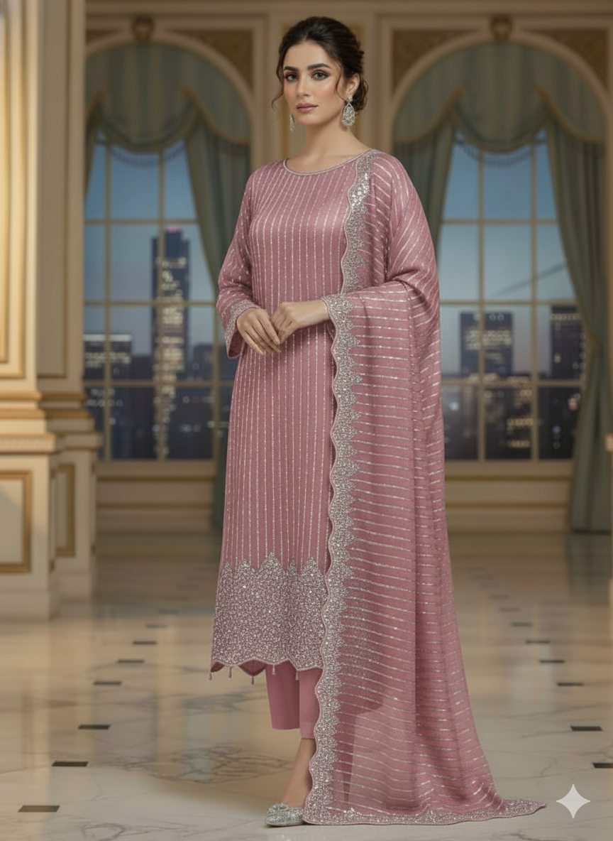 Artisan Silk 2pc – Unstitched Turkish Cutdana Collection - 2